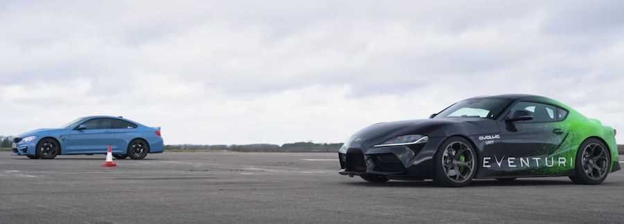 Can A Tuned Toyota Supra Keep Up With The BMW M4 In A Drag Race?